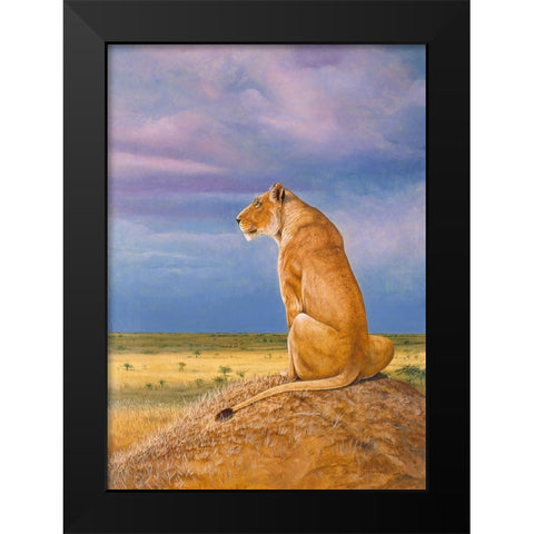 Masai Watch Black Modern Wood Framed Art Print by Stevenson, Graeme