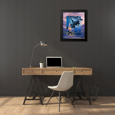 Orca Song Black Modern Wood Framed Art Print by Stevenson, Graeme