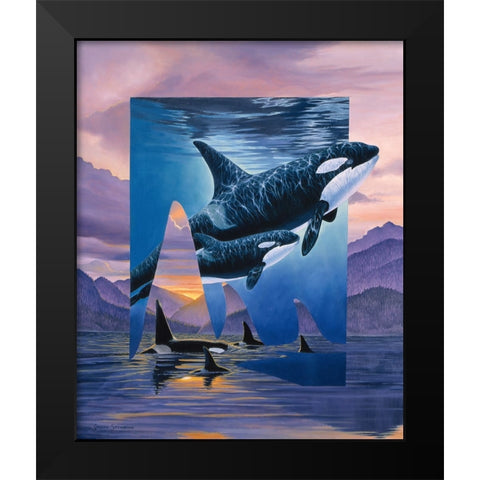 Orca Song Black Modern Wood Framed Art Print by Stevenson, Graeme