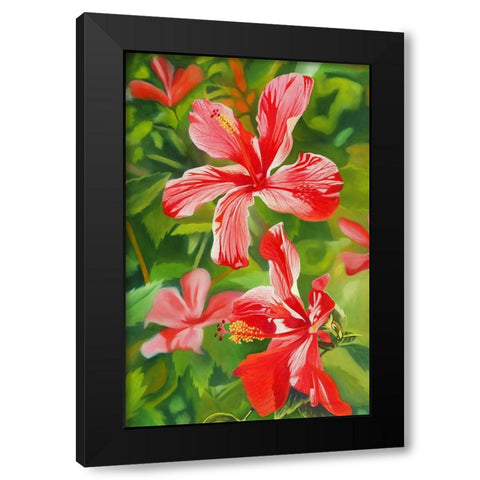 Red Hibiscus 3 Black Modern Wood Framed Art Print by Stevenson, Graeme