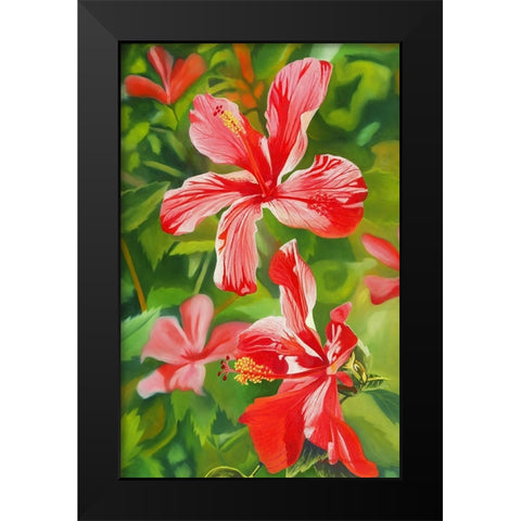 Red Hibiscus 3 Black Modern Wood Framed Art Print by Stevenson, Graeme