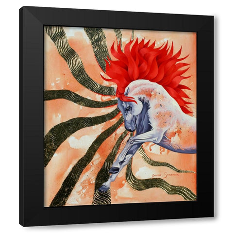 Red Stallion Black Modern Wood Framed Art Print with Double Matting by Stevenson, Graeme