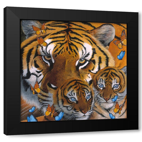 Small-Mothercubs Black Modern Wood Framed Art Print by Stevenson, Graeme