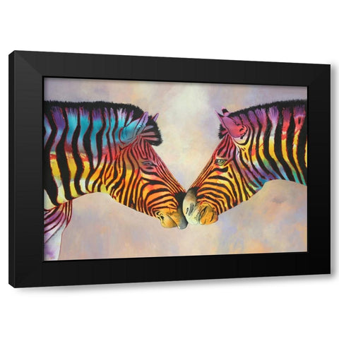 Spectrum Zebras Black Modern Wood Framed Art Print with Double Matting by Stevenson, Graeme