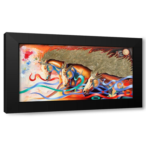 Stallions Of The Gods Black Modern Wood Framed Art Print with Double Matting by Stevenson, Graeme