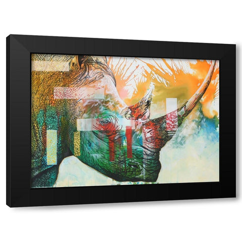 Tears Of A Rhino Black Modern Wood Framed Art Print with Double Matting by Stevenson, Graeme