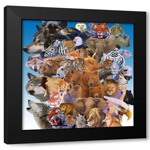 The Managerie Black Modern Wood Framed Art Print by Stevenson, Graeme