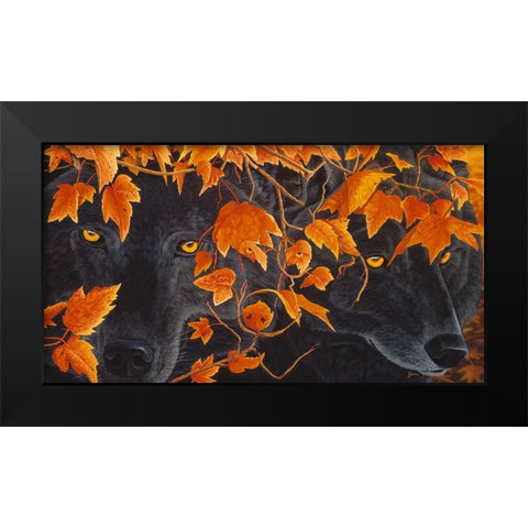 Three Wolves Black Modern Wood Framed Art Print by Stevenson, Graeme