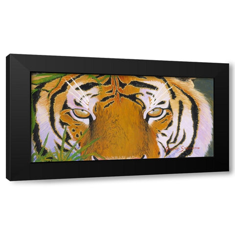 Tiger Eyes Black Modern Wood Framed Art Print with Double Matting by Stevenson, Graeme