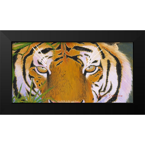 Tiger Eyes Black Modern Wood Framed Art Print by Stevenson, Graeme