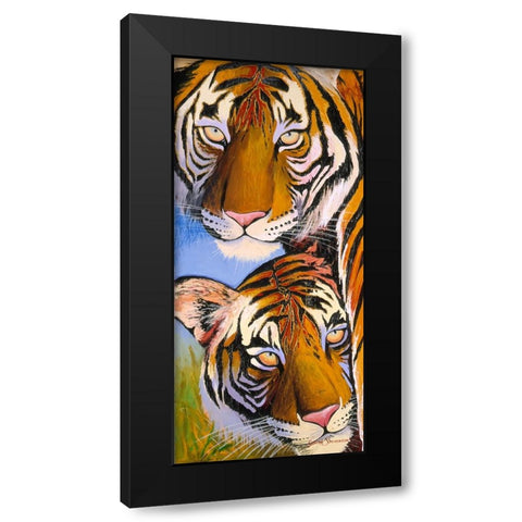Tiger Tiger Black Modern Wood Framed Art Print with Double Matting by Stevenson, Graeme