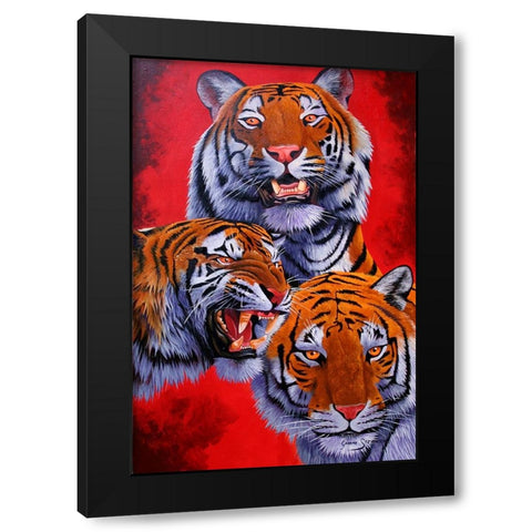 Tigers Black Modern Wood Framed Art Print with Double Matting by Stevenson, Graeme