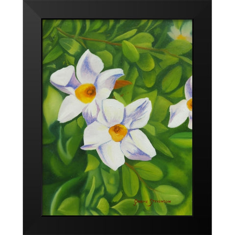 White Flower Black Modern Wood Framed Art Print by Stevenson, Graeme
