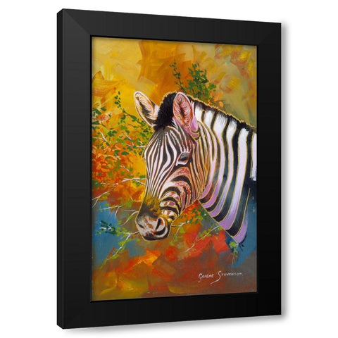 Zebra Days Black Modern Wood Framed Art Print with Double Matting by Stevenson, Graeme
