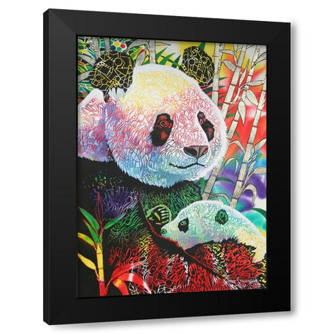 Rainbow Panda Black Modern Wood Framed Art Print by Stevenson, Graeme