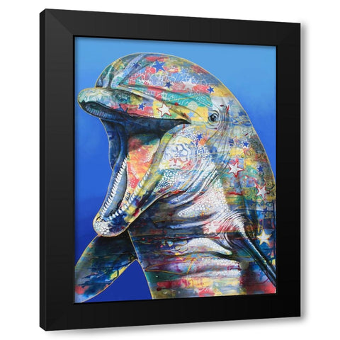 Dolphin Black Modern Wood Framed Art Print with Double Matting by Stevenson, Graeme