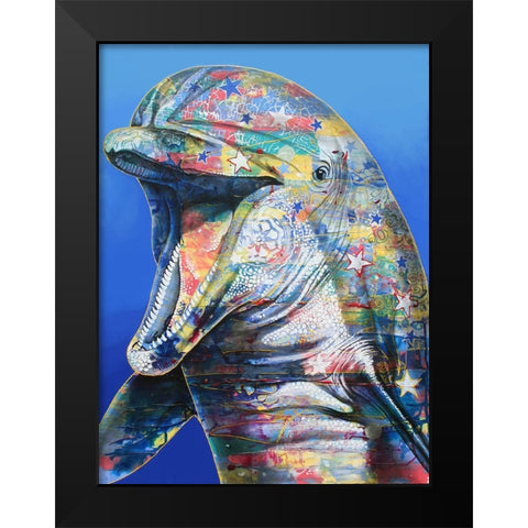 Dolphin Black Modern Wood Framed Art Print by Stevenson, Graeme