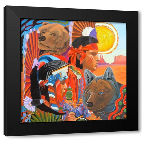 Indians Black Modern Wood Framed Art Print with Double Matting by Stevenson, Graeme