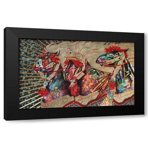 Arabian Stallions Black Modern Wood Framed Art Print with Double Matting by Stevenson, Graeme