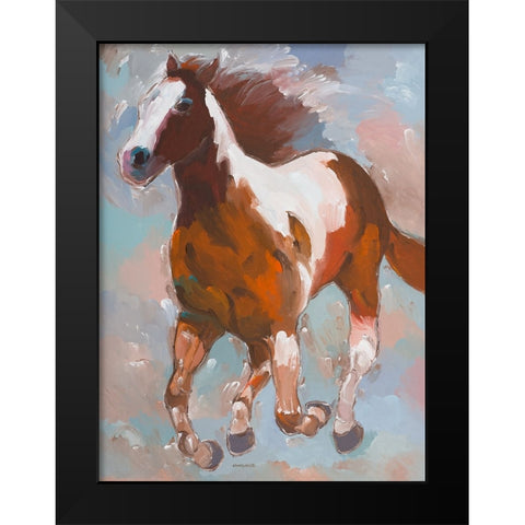 Painted Horse #2 Black Modern Wood Framed Art Print by Khorasani, Hooshang