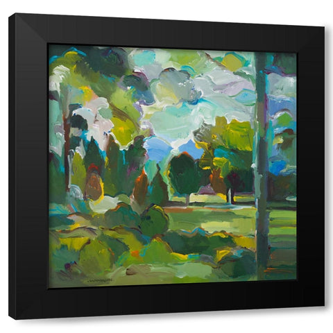 Valley of Green Black Modern Wood Framed Art Print with Double Matting by Khorasani, Hooshang