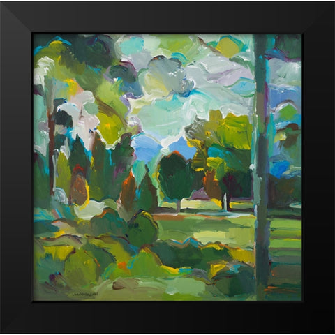 Valley of Green Black Modern Wood Framed Art Print by Khorasani, Hooshang
