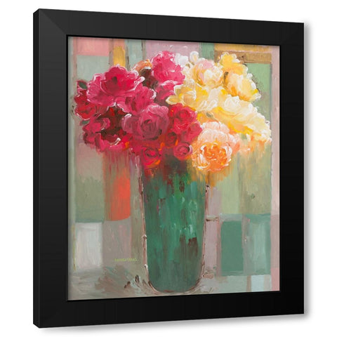 Poetic Bouquet Black Modern Wood Framed Art Print by Khorasani, Hooshang
