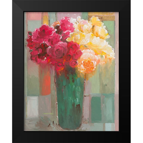 Poetic Bouquet Black Modern Wood Framed Art Print by Khorasani, Hooshang