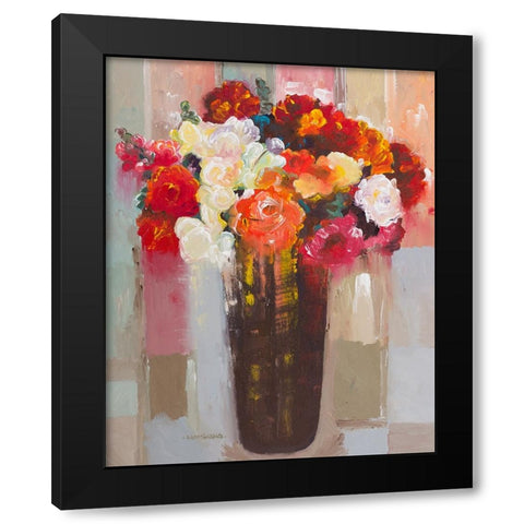 Rose Romance Black Modern Wood Framed Art Print by Khorasani, Hooshang