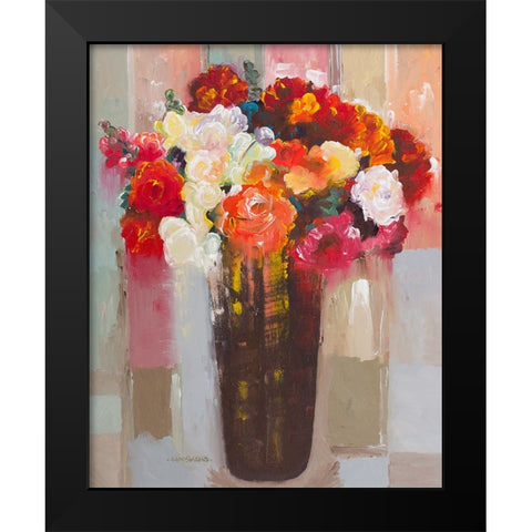 Rose Romance Black Modern Wood Framed Art Print by Khorasani, Hooshang