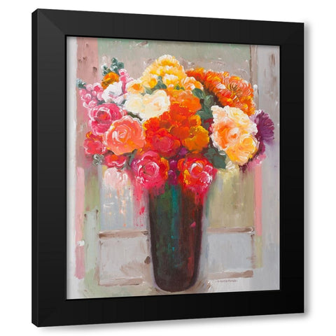 Flowers at the Window Black Modern Wood Framed Art Print with Double Matting by Khorasani, Hooshang