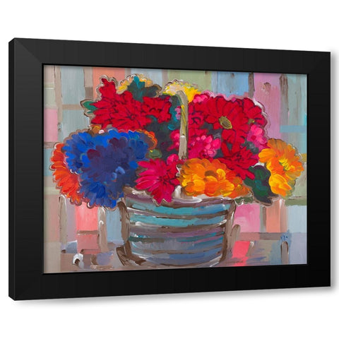 Basket of Flowers II Black Modern Wood Framed Art Print by Khorasani, Hooshang