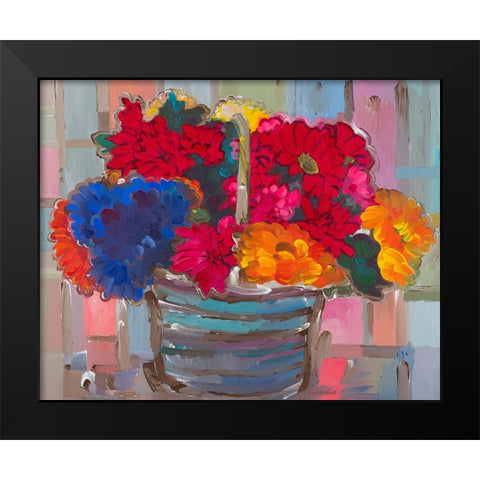 Basket of Flowers II Black Modern Wood Framed Art Print by Khorasani, Hooshang