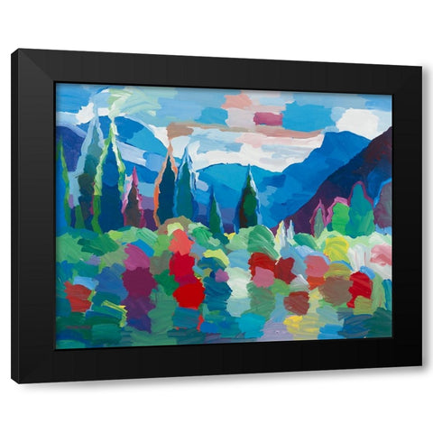 Petals and Peaks Black Modern Wood Framed Art Print with Double Matting by Khorasani, Hooshang