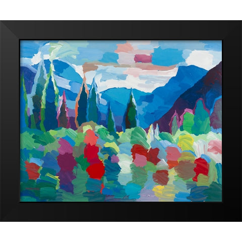 Petals and Peaks Black Modern Wood Framed Art Print by Khorasani, Hooshang