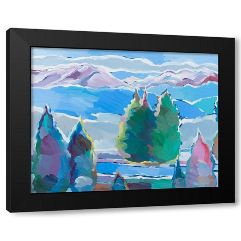 Thoughts of Blue Black Modern Wood Framed Art Print with Double Matting by Khorasani, Hooshang