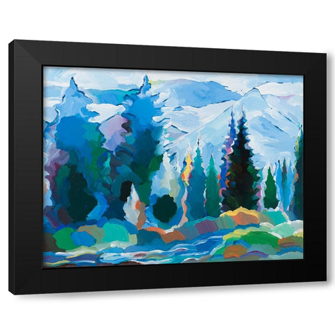 Blue Daydream Black Modern Wood Framed Art Print with Double Matting by Khorasani, Hooshang