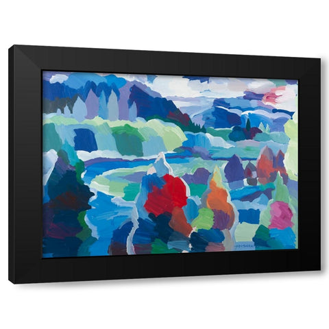 Color round the Bend Black Modern Wood Framed Art Print by Khorasani, Hooshang