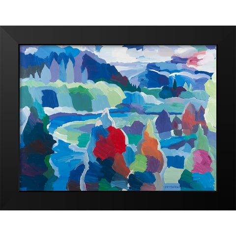 Color round the Bend Black Modern Wood Framed Art Print by Khorasani, Hooshang