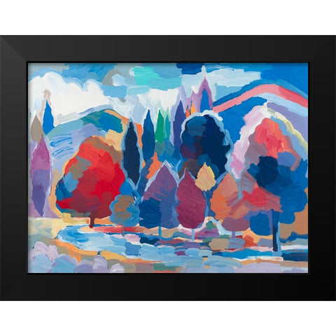 Stream Side Gathering #2 Black Modern Wood Framed Art Print by Khorasani, Hooshang