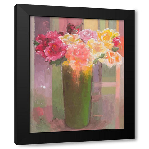 Romantic Roses Black Modern Wood Framed Art Print by Khorasani, Hooshang