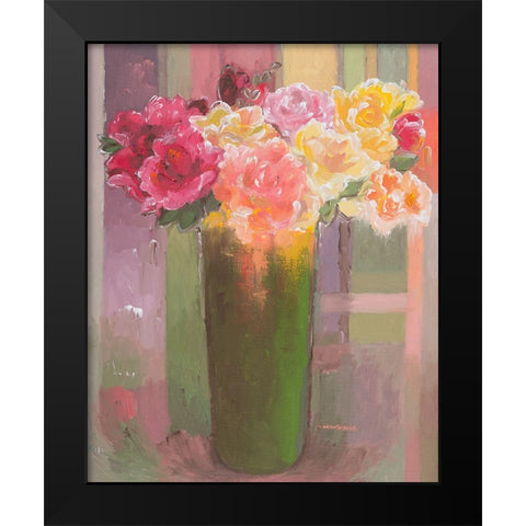 Romantic Roses Black Modern Wood Framed Art Print by Khorasani, Hooshang