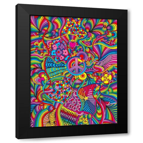 Peace Sign Lines Black Modern Wood Framed Art Print with Double Matting by Green, Howie