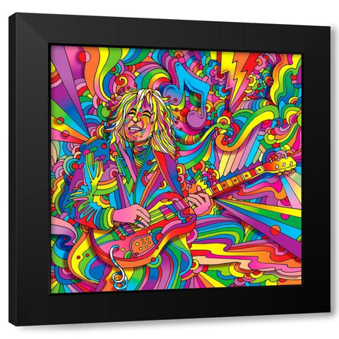 Guitar Player 715 Black Modern Wood Framed Art Print with Double Matting by Green, Howie