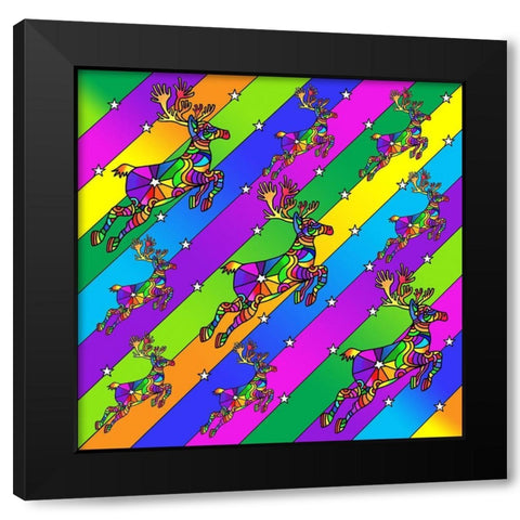 Pop Art Reindeer Black Modern Wood Framed Art Print by Green, Howie