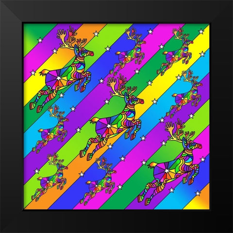 Pop Art Reindeer Black Modern Wood Framed Art Print by Green, Howie
