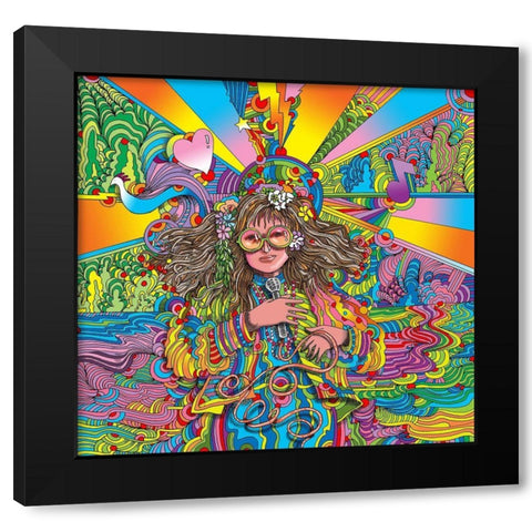 Hippie Chick Black Modern Wood Framed Art Print with Double Matting by Green, Howie