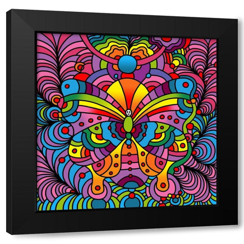 Pop Art Butterfly Black Modern Wood Framed Art Print with Double Matting by Green, Howie