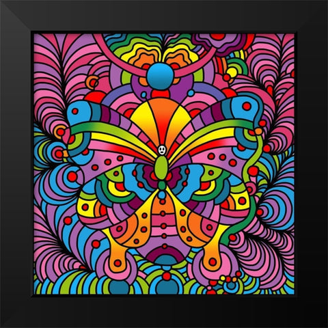 Pop Art Butterfly Black Modern Wood Framed Art Print by Green, Howie