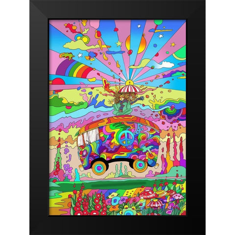 Magic Bus Black Modern Wood Framed Art Print by Green, Howie